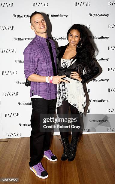 Nacho Pop and Tiaan Williams attend the Harper's BAZAAR & BlackBerry White Bold Party as part of Rosemount Australian Fashion Week Spring/Summer...