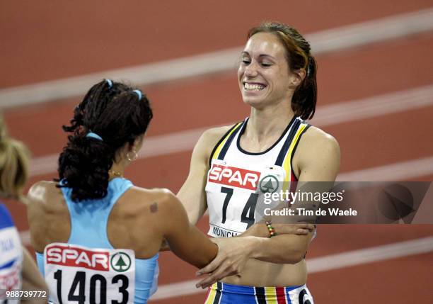 Europe. Champ. 2002, Munchen, Bikar Alenka, Gevaert Kim, Joie, Vreugde, Celebration, Championnats, Europe, Athletisme, Europese Kampioenschappen...