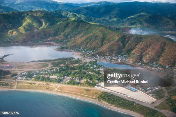 aerial of dili, east timor, southeast asia, asia - llanura costera fotografías e imágenes de stock