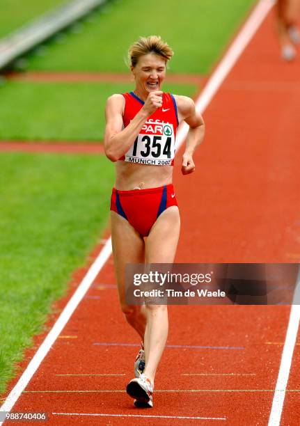 Europe. Champ. 2002, Munchen, Nikolayeva Yelena, Douleur, Souffrance, Pain, Championnats, Europe, Athletisme, Europese Kampioenschappen Atletiek,...