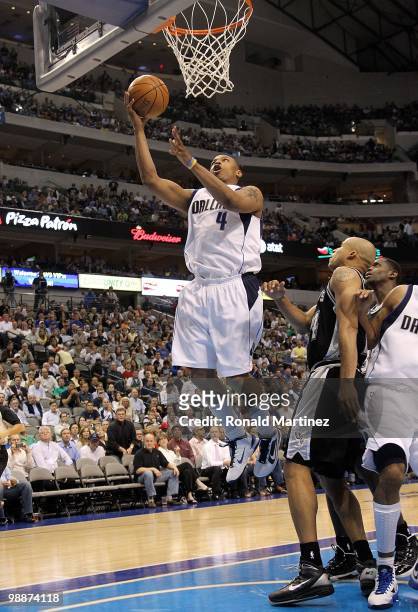 Caron Butler of the Dallas Mavericks in Game Five of the Western Conference Quarterfinals during the 2010 NBA Playoffs at American Airlines Center on...