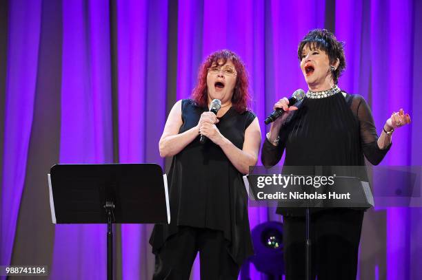 Lisa Mordente and Chita Rivera performs at the Concert For America: Stand Up, Sing Out! at The Great Hall at Cooper Union on June 30, 2018 in New...