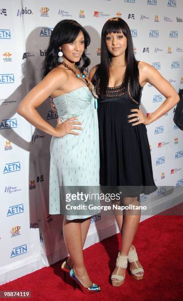 Tia Mowry and Tamera Mowryattends the 2010 A&E Upfront at the IAC Building on May 5, 2010 in New York City.