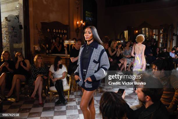 Naomi Campbell walks the runway during Miu Miu 2019 Cruise Collection Show at Hotel Regina on June 30, 2018 in Paris, France.