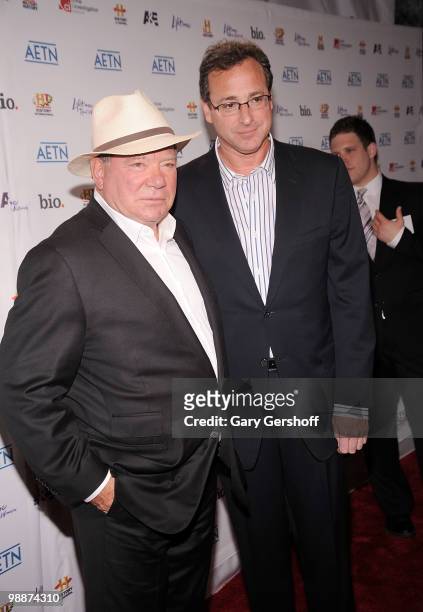 Actors William Shatner and Bob Saget attend the 2010 A&E Upfront at the IAC Building on May 5, 2010 in New York City.