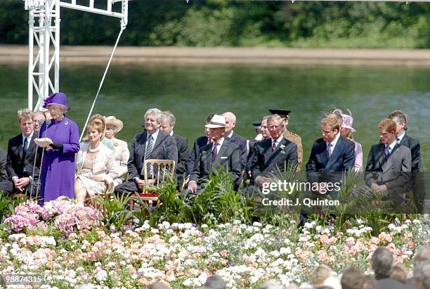 Earl Charles Spencer , HM The Queen Elizabeth II , Prince Philip, Prince Charles, Prince William and Prince Henry