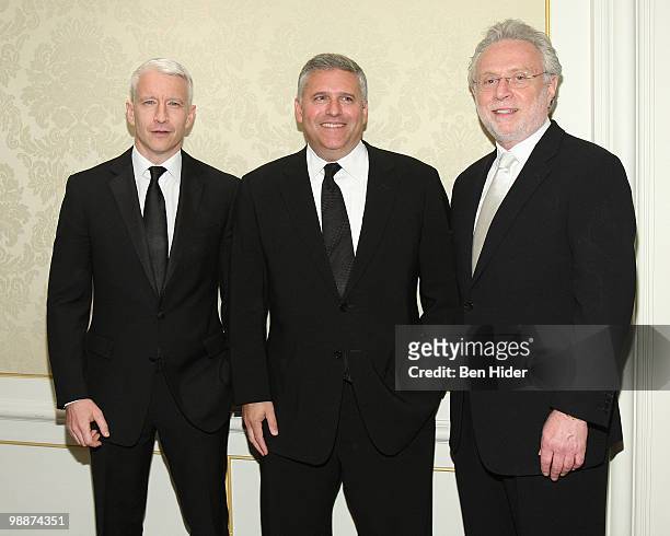 Journalist Anderson Cooper, TBS CEO Phil Kent and Journalist Wolf Blitzer attend the Museum of the Moving Image Honoring Katie Couric at the St....