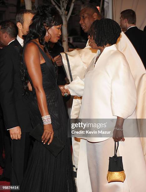 Naomi Campbell and Whoopi Goldberg attends the Costume Institute Gala Benefit to celebrate the opening of the "American Woman: Fashioning a National...