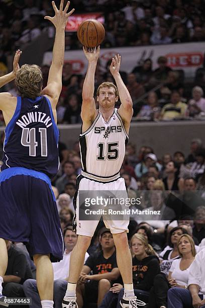 Matt Bonner of the San Antonio Spurs in Game Six of the Western Conference Quarterfinals during the 2010 NBA Playoffs at AT&T Center on April 29,...
