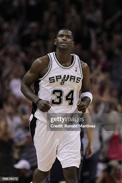 Antonio McDyess of the San Antonio Spurs in Game Six of the Western Conference Quarterfinals during the 2010 NBA Playoffs at AT&T Center on April 29,...