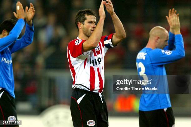 Eindhoven,Netherlands --- Champions League Soccer 2002 Psv Eindhoven Vs Aj Auxerre. Captain Mark Van Bommel Celebrates After Winning The Game . ]]]??...