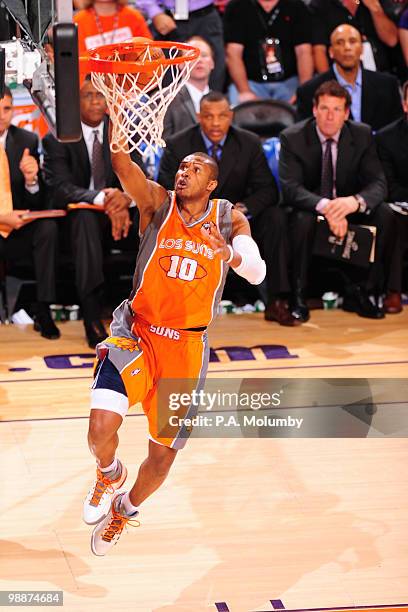 Leandro Barbosa of the Phoenix Suns drives for a shot against San Antonio Spurs in Game Two of the Western Conference Semifinals during the 2010 NBA...