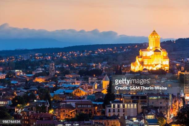 view over tbilisi at dawn, georgia, caucasus, asia - therin weise stock pictures, royalty-free photos & images