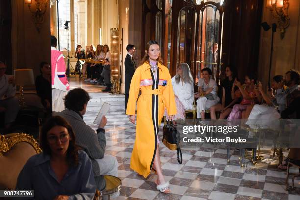 Audrey Marnay walks the runway during Miu Miu 2019 Cruise Collection Show at Hotel Regina on June 30, 2018 in Paris, France.