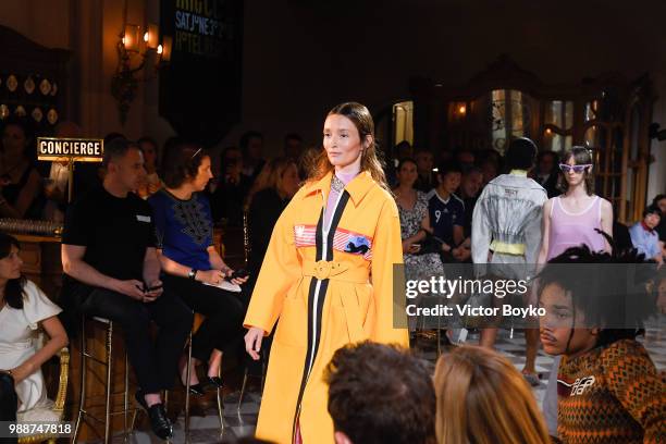 Audrey Marnay walks the runway during Miu Miu 2019 Cruise Collection Show at Hotel Regina on June 30, 2018 in Paris, France.