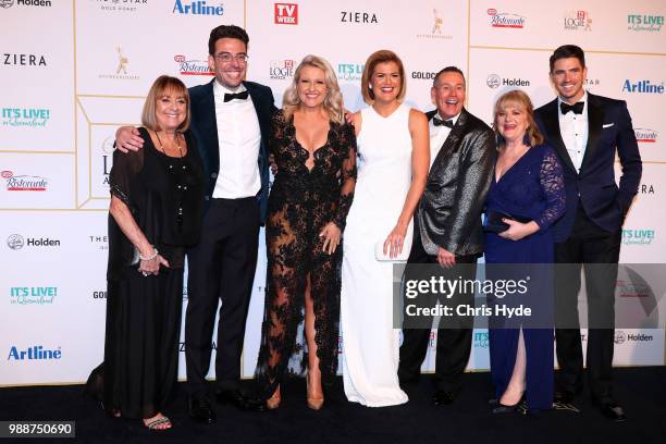 Studio Ten's Denise Drysdale, Joe Hildebrand, Angela Bishop, Sarah Harris, Craig Bennett, Denise Scott, Scott Tweedie arrive at the 60th Annual Logie...