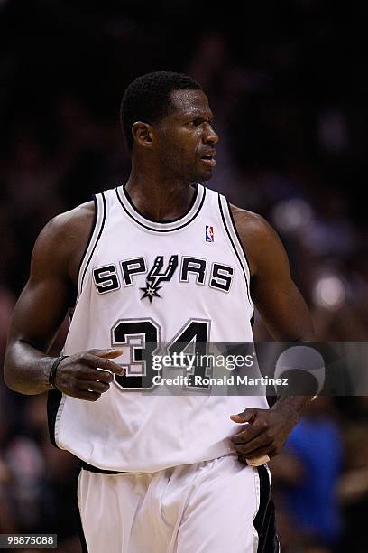 Antonio McDyess of the San Antonio Spurs in Game Four of the Western Conference Quarterfinals during the 2010 NBA Playoffs at AT&T Center on April...