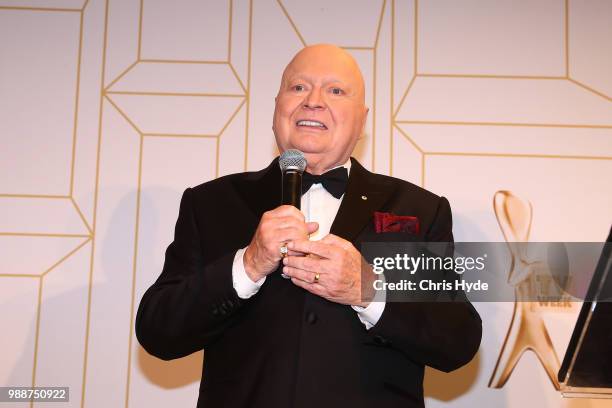 Bert Newton poses for the award forHall of Fame at the 60th Annual Logie Awards at The Star Gold Coast on July 1, 2018 in Gold Coast, Australia.