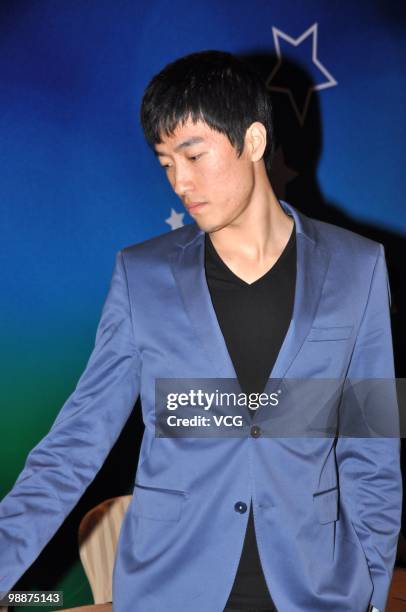 Liu Xiang, Chinese hurdler, attends a charity gala held jointly by Private Enterprises Joint Pavilion and Shanghai Special-care Foundation on May 5,...