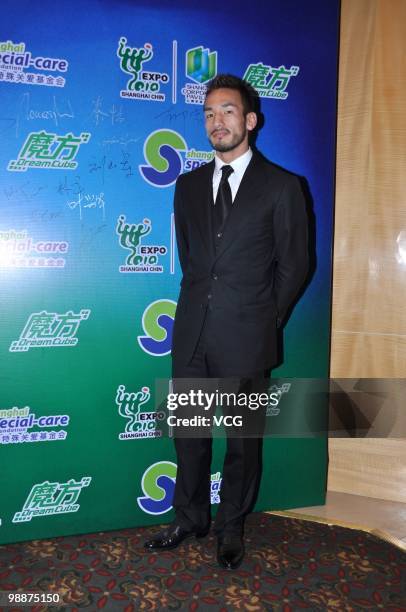 Hidetoshi Nakata, a Japanese former football star, attends a charity gala held jointly by Private Enterprises Joint Pavilion and Shanghai...