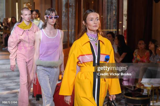 Audrey Marnay walks the runway during the finale of the Miu Miu 2019 Cruise Collection Show at Hotel Regina on June 30, 2018 in Paris, France.