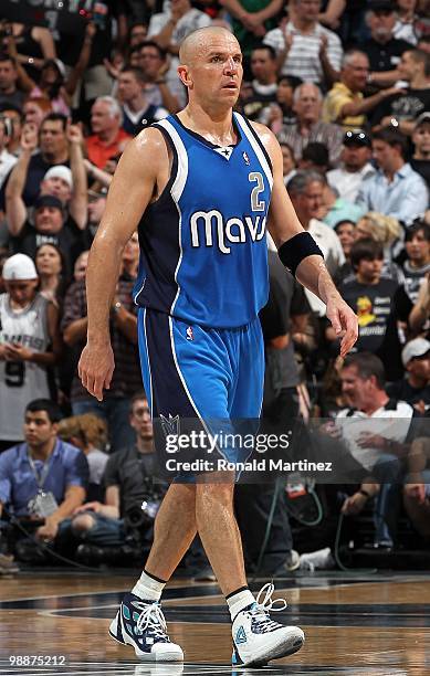 Jason Kidd of the Dallas Mavericks in Game Four of the Western Conference Quarterfinals during the 2010 NBA Playoffs at AT&T Center on April 25, 2010...