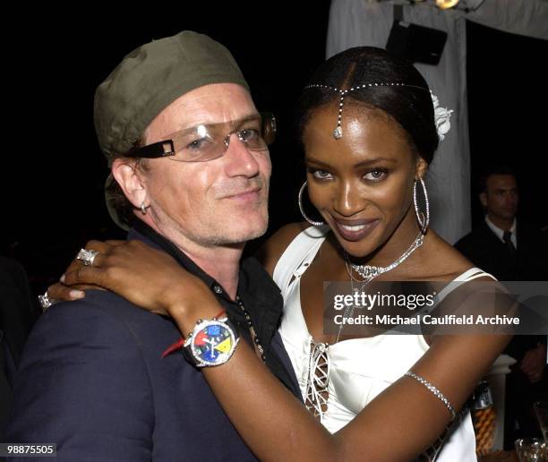 Bono with Naomi Campbell during the Vincent Longo 5th Anniversary event benefiting amfAR and Sabera, co-hosted by Trudie Styler and Vincent Longo at...