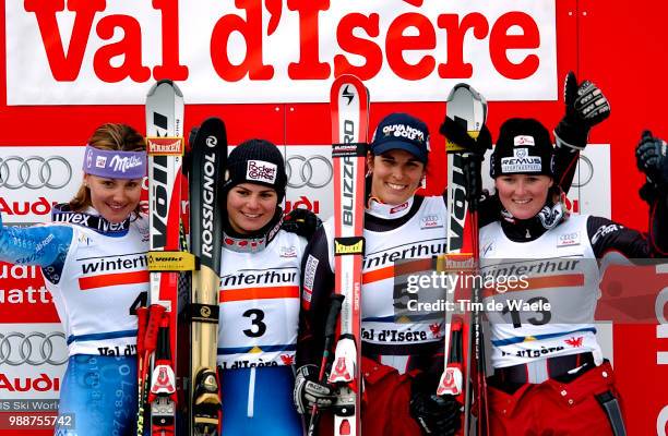 World Cup, Val D'Isere 2002, Nef Sonja, Putzer Karen, Dorfmeister Michaela, Meissnitzer Alexandra, Joie, Celebration, Podium, Fis, Coupe Du Monde,...