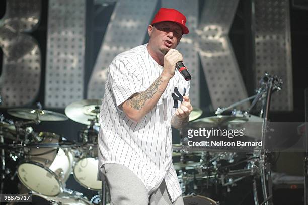 Fred Durst of Limp Bizkit performs on stage at Gramercy Theatre on May 5, 2010 in New York City.