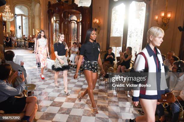 Naomi Campbell walks the runway during the finale of the Miu Miu 2019 Cruise Collection Show at Hotel Regina on June 30, 2018 in Paris, France.