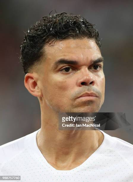 Pepe of Portugal is seen during the 2018 FIFA World Cup Russia Round of 16 match between Uruguay and Portugal at Fisht Stadium on June 30, 2018 in...