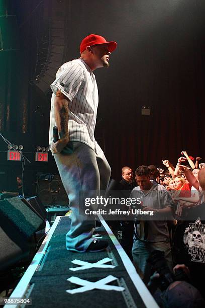 Limp Bizkit lead singer Fred Durst performs at the Gramercy Theatre on May 5, 2010 in New York City.