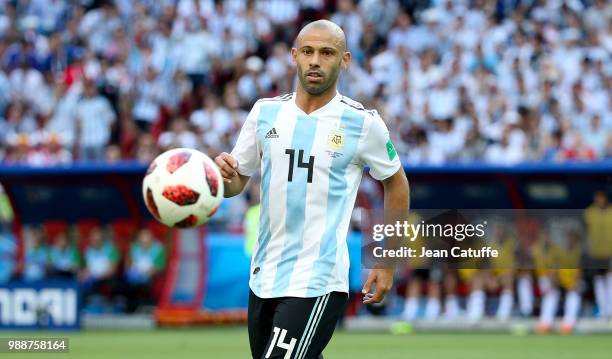 Javier Mascherano of Argentina during the 2018 FIFA World Cup Russia Round of 16 match between France and Argentina at Kazan Arena on June 30, 2018...