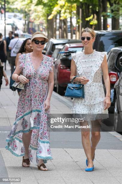 Katy Hilton and daughter Nicky Rotschild Hilton are seen on July 1, 2018 in Paris, France.