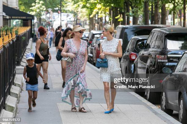 Katy Hilton and daughter Nicky Rotschild Hilton are seen on July 1, 2018 in Paris, France.