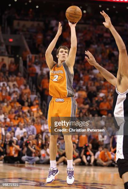 Goran Dragic of the Phoenix Suns puts up a shot against the San Antonio Spurs during Game Two of the Western Conference Semifinals of the 2010 NBA...