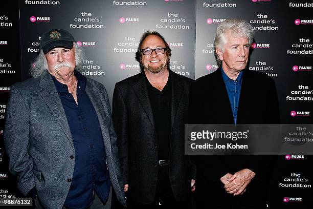 David Crosby, Stephen Stills and Graham Nash of Crosby, Stills & Nash attend The Candie's Foundation Event To Prevent at Cipriani 42nd Street on May...