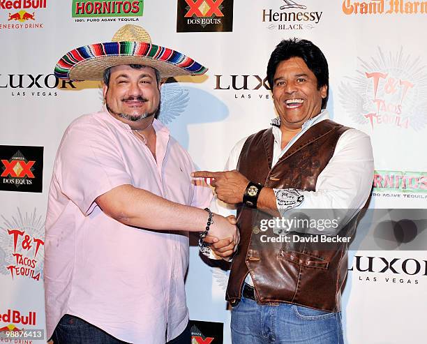 Blogger Michael Schulman and actor Erik Estrada arrive at the 12-Hour Cinco de Mayo Fiesta at Tacos & Tequila at The Luxor Resort & Casino on May 5,...