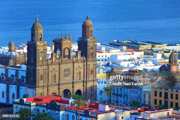 santa ana cathedral, vegueta old town, las palmas de gran canaria, gran canaria, canary islands, spain, atlantic ocean, europe - las palmas cathedral - fotografias e filmes do acervo