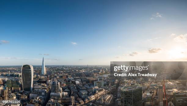 a view of london with 20 fenchurch street (the walkie talkie) and the shard most prominent from the rooftop of tower 42 in the city of london, london, england, united kingdom, europe - tower 42 stock pictures, royalty-free photos & images