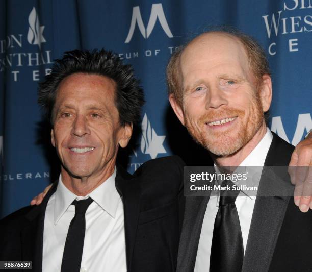 Producers Brian Grazer and Ron Howard arrive for Simon Wiesenthal Center's 2010 Humanitarian Award Ceremony at the Beverly Wilshire hotel on May 5,...