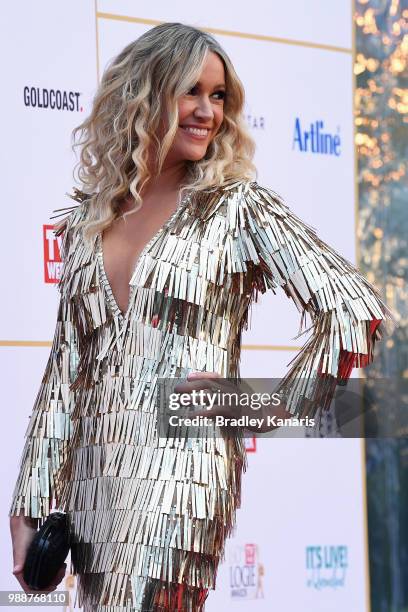 Leila McKinnon arrives at the 60th Annual Logie Awards at The Star Gold Coast on July 1, 2018 in Gold Coast, Australia.