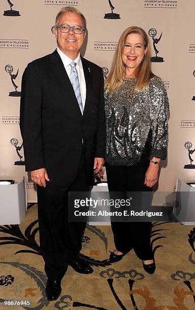 President John Shaffner arrive at the Academy of Television Arts & Sciences' 3rd Annual Academy Honors at the Beverly Hills Hotel on May 5, 2010 in...