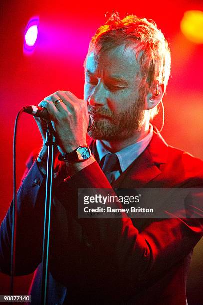 Matt Berninger of The National performs on stage at Electric Ballroom on May 5, 2010 in London, England.