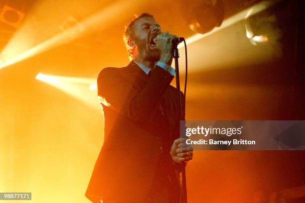 Matt Berninger of The National performs on stage at Electric Ballroom on May 5, 2010 in London, England.