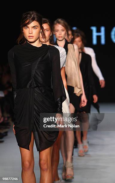 Model Bambi Northwood Blyth showcases designs on the runway at the Lui Hon collection show on the fourth day of Rosemount Australian Fashion Week...