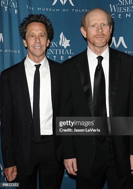 Producers Brian Grazer and Ron Howard attend the Simon Wiesenthal Center's 2010 Humanitarian Award ceremony at the Beverly Wilshire hotel on May 5,...