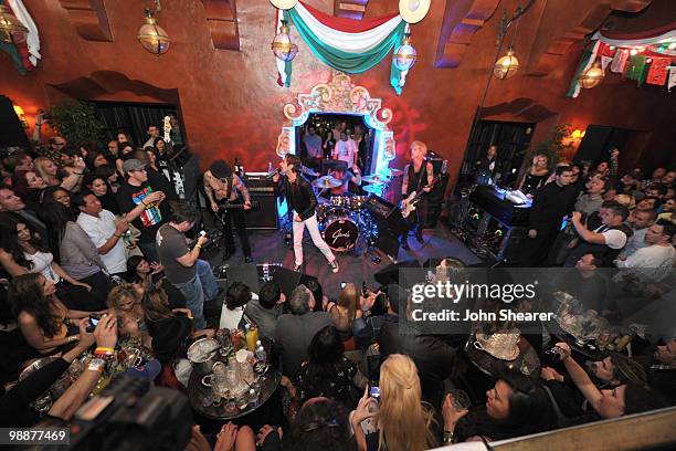Musicians Dave Navarro, Perry Farrell, Stephen Perkins, and Duff McKagan of Jane's Addiction perform a Cinco De Mayo concert at Bardot on May 5, 2010...