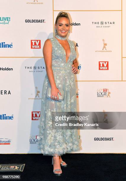Lilly Van Der Meer arrives at the 60th Annual Logie Awards at The Star Gold Coast on July 1, 2018 in Gold Coast, Australia.