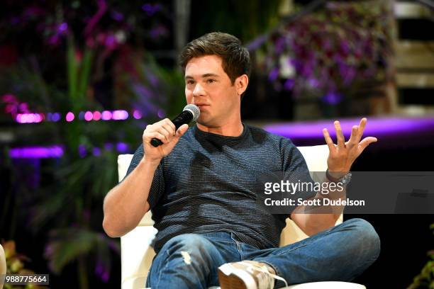 Actor Adam DeVine of the TV show Workaholics speaks on a panel during Agenda Festival on June 30, 2018 in Long Beach, California.